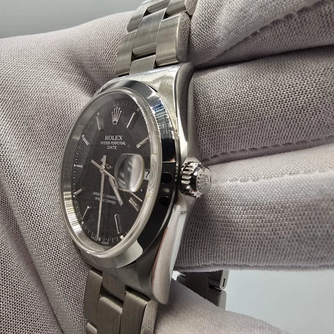 Rolex Oyster Perpetual Date 15200 Stainless Steel Black Dial 34MM Watch