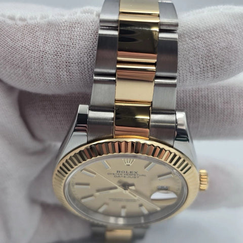 2020 PAPERS Rolex Datejust 41 Champagne Dial Oyster 18K Gold Steel 126333 BOX