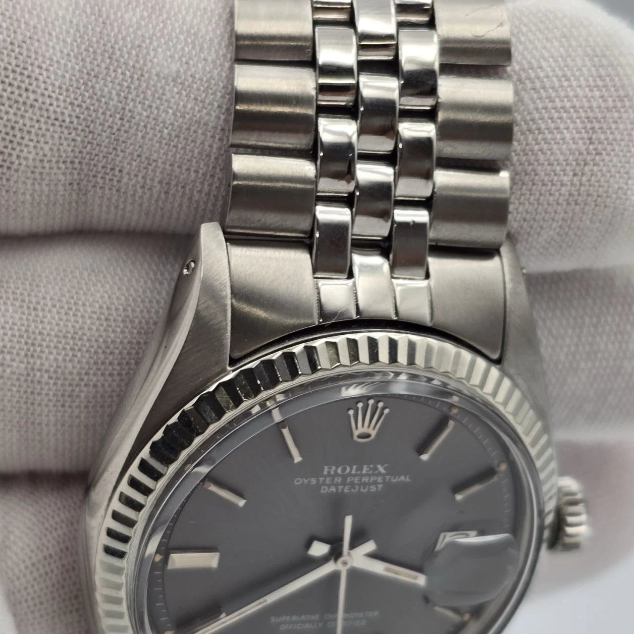Rolex Datejust 1601 Steel Factory Grey Ghost Dial Jubilee 36mm Watch