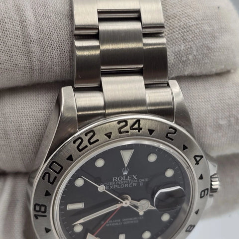 PAPERS 2007 Rolex Explorer II 16570 Black Dial NO HOLES Automatic Watch 40MM