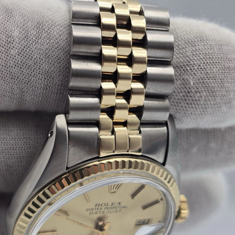 MINT Rolex Datejust Champagne Two-Tone Yellow Gold Jubilee 16013 36mm Watch