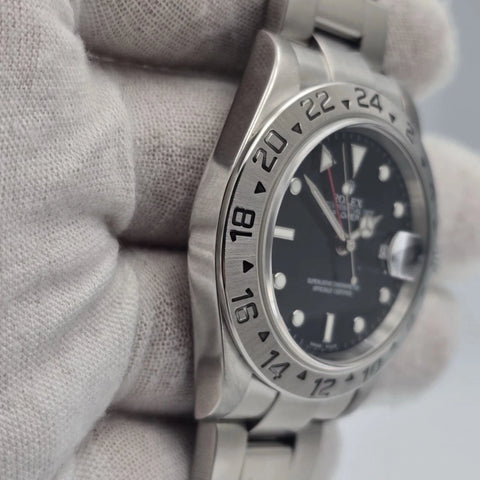 2005 Rolex Explorer II 16570 Steel Black Dial NO HOLES Automatic Date Watch 40MM