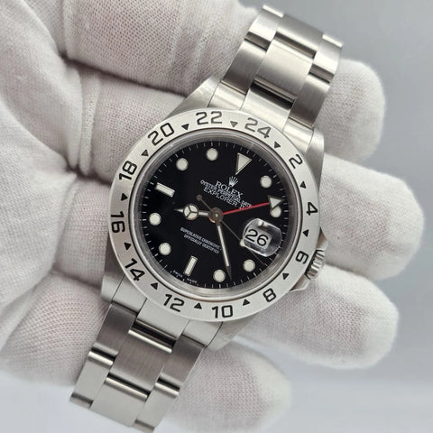 PAPERS 2003 Rolex Explorer II 16570 Steel Black Dial Date 40mm Watch + 2019 RSC