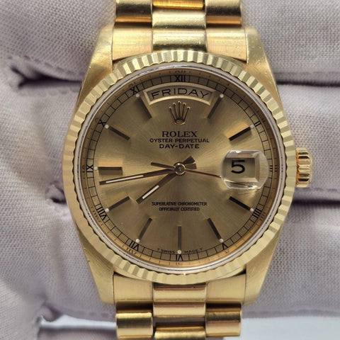 PAPERS Rolex President Day Date 36mm Champagne Dial 18238 Double Quick Gold BOX