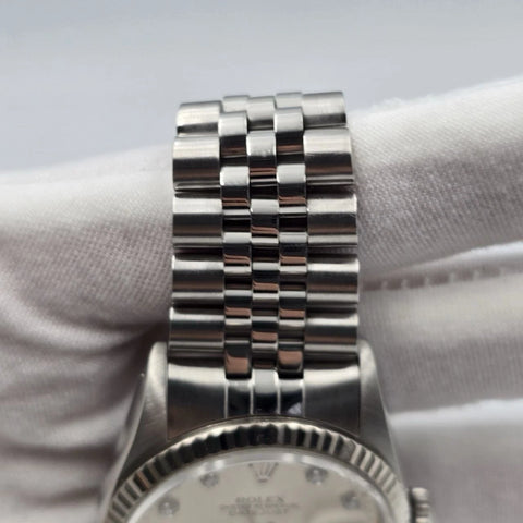 Rolex Datejust Silver Diamond Dial Stainless Steel Jubilee 16234 36mm Watch