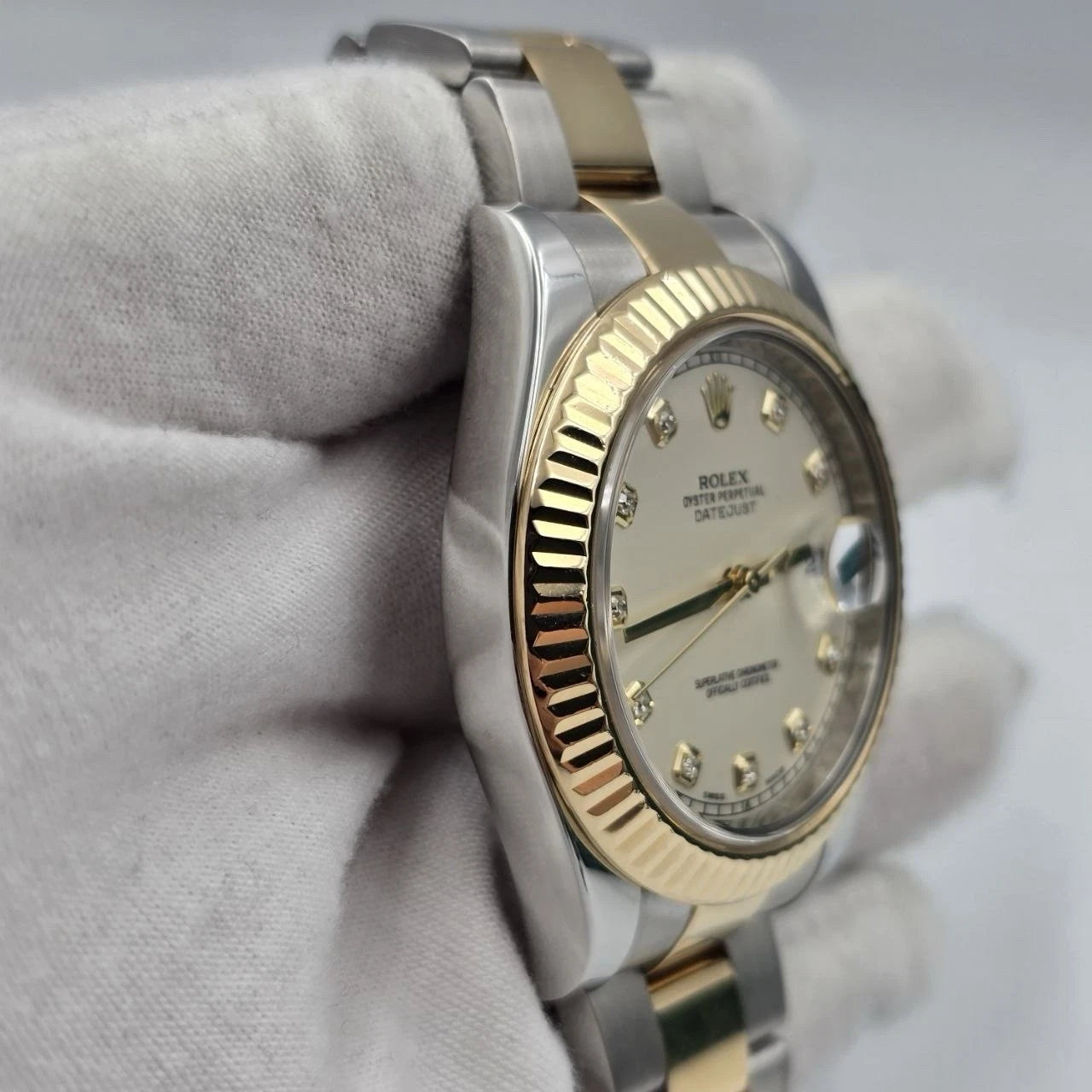 2014 PAPERS Rolex Datejust II Ivory Diamond Dial Oyster 41mm 116333 Watch