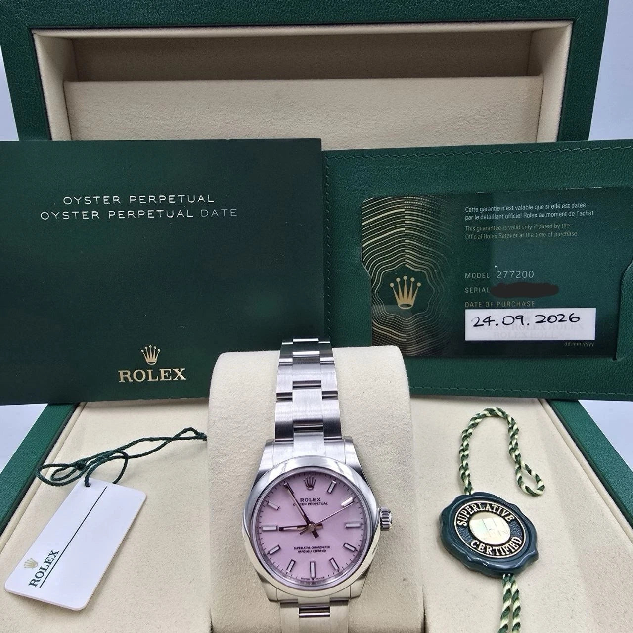 2026 NEW Rolex Oyster Perpetual Steel 31mm Candy Pink Dial 277200 UNWORN