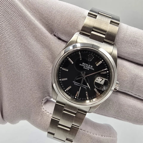 Rolex Oyster Perpetual Date 15200 Stainless Steel Black Dial 34MM Watch