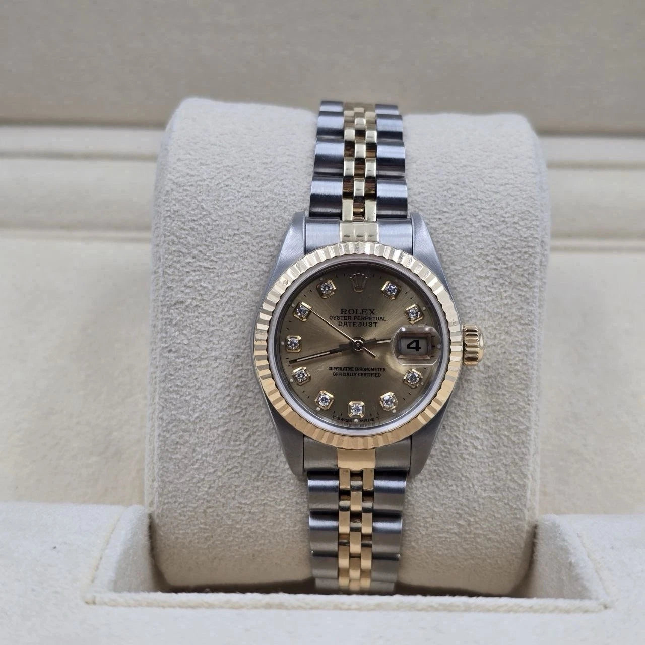 Rolex Datejust 79173 Two Tone Jubilee Champagne Diamond Dial 26mm Watch