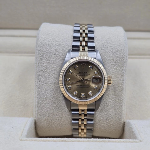 Rolex Datejust 79173 Two Tone Jubilee Champagne Diamond Dial 26mm Watch