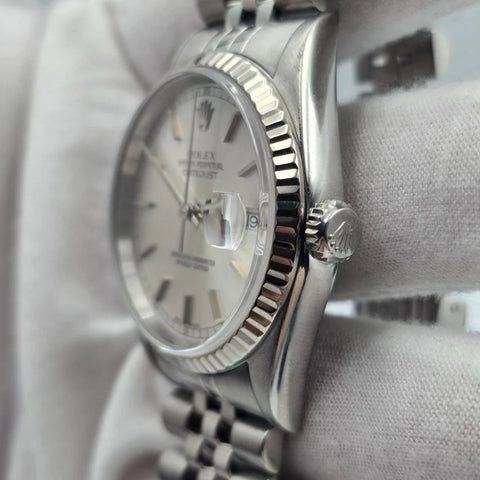 2005 Rolex Datejust Silver Dial Stainless Steel Jubilee 16234 36mm Watch