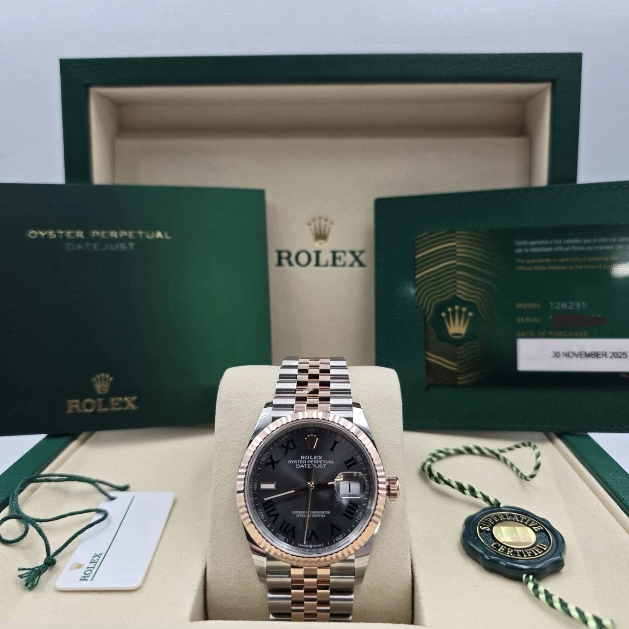 NEW 2025 Rolex Datejust 36mm Two Tone Rose Gold Jubilee Wimbledon Dial 126231