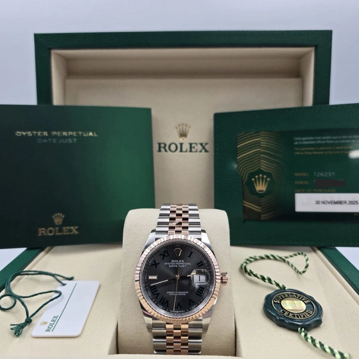 NEW 2025 Rolex Datejust 36mm Two Tone Rose Gold Jubilee Wimbledon Dial 126231