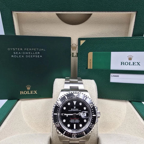 2019 PAPERS Rolex Sea-Dweller Black Red Letters Stainless Steel 43mm 126600 BOX