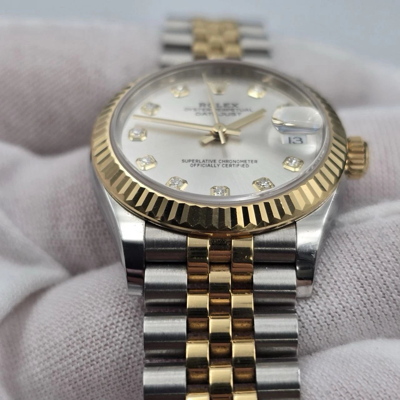 PAPERS 2023 Rolex Datejust 31mm Silver Diamond Dial Two Tone Jubilee 278273 BOX