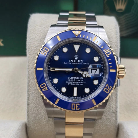 PAPERS 2022 Rolex Submariner Blue Dial Two Tone Gold 41mm Watch 126613LB BOX