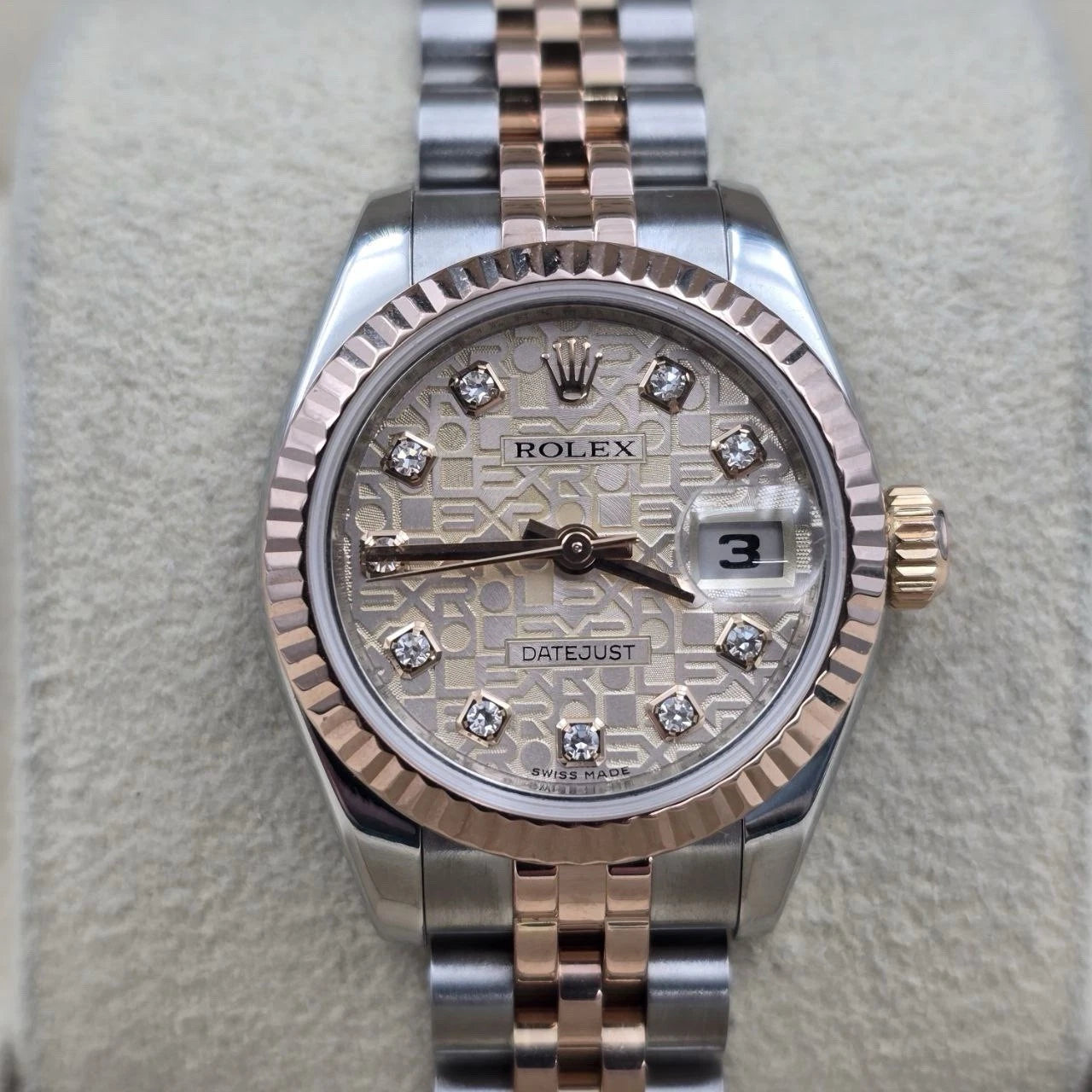 PAPERS 2006 Rolex Lady-Datejust 179171 18K Rose Gold Pink Computer Diamond Dial