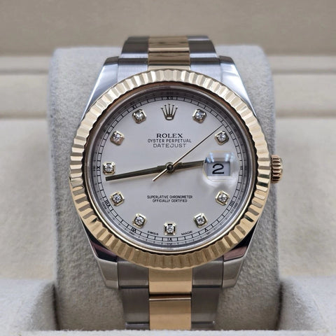 2014 PAPERS Rolex Datejust II Ivory Diamond Dial Oyster 41mm 116333 Watch