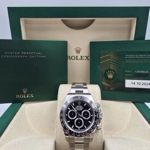 PAPERS 2024 Rolex Daytona Cosmograph Steel Black Ceramic 40mm 126500LN BOX