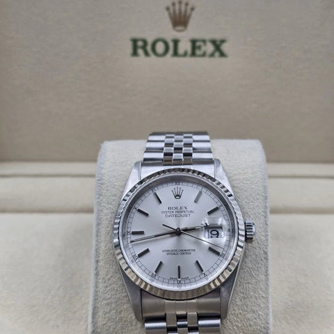 2005 Rolex Datejust Silver Dial Stainless Steel Jubilee 16234 36mm Watch
