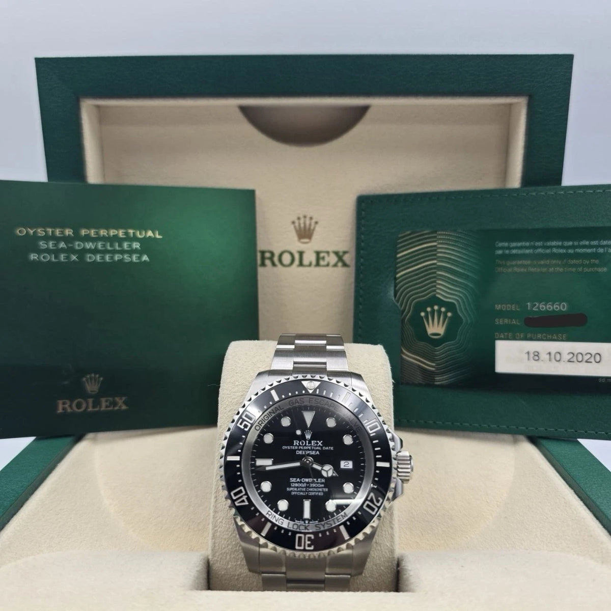 2020 PAPERS Rolex Sea-Dweller Deepsea Black 44mm Stainless Ceramic 126660 BOX