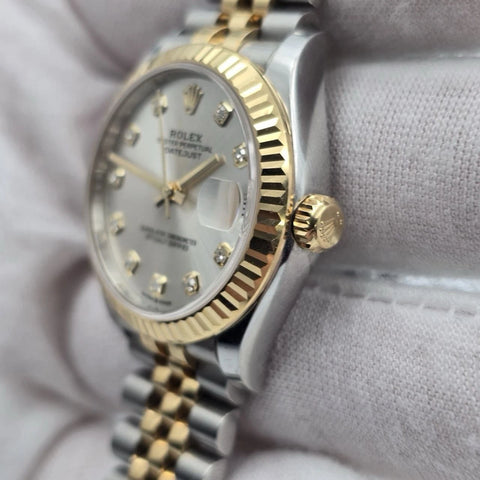 PAPERS 2023 Rolex Datejust 31mm Silver Diamond Dial Two Tone Jubilee 278273 BOX
