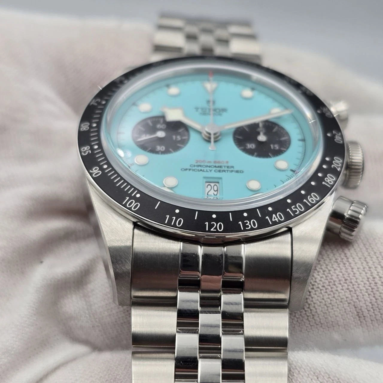 NEW 2025 Tudor Black Bay Chronograph Tiffany Flamingo Blue Turquoise M79360N