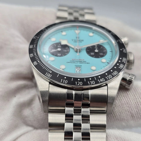 NEW 2025 Tudor Black Bay Chronograph Tiffany Flamingo Blue Turquoise M79360N