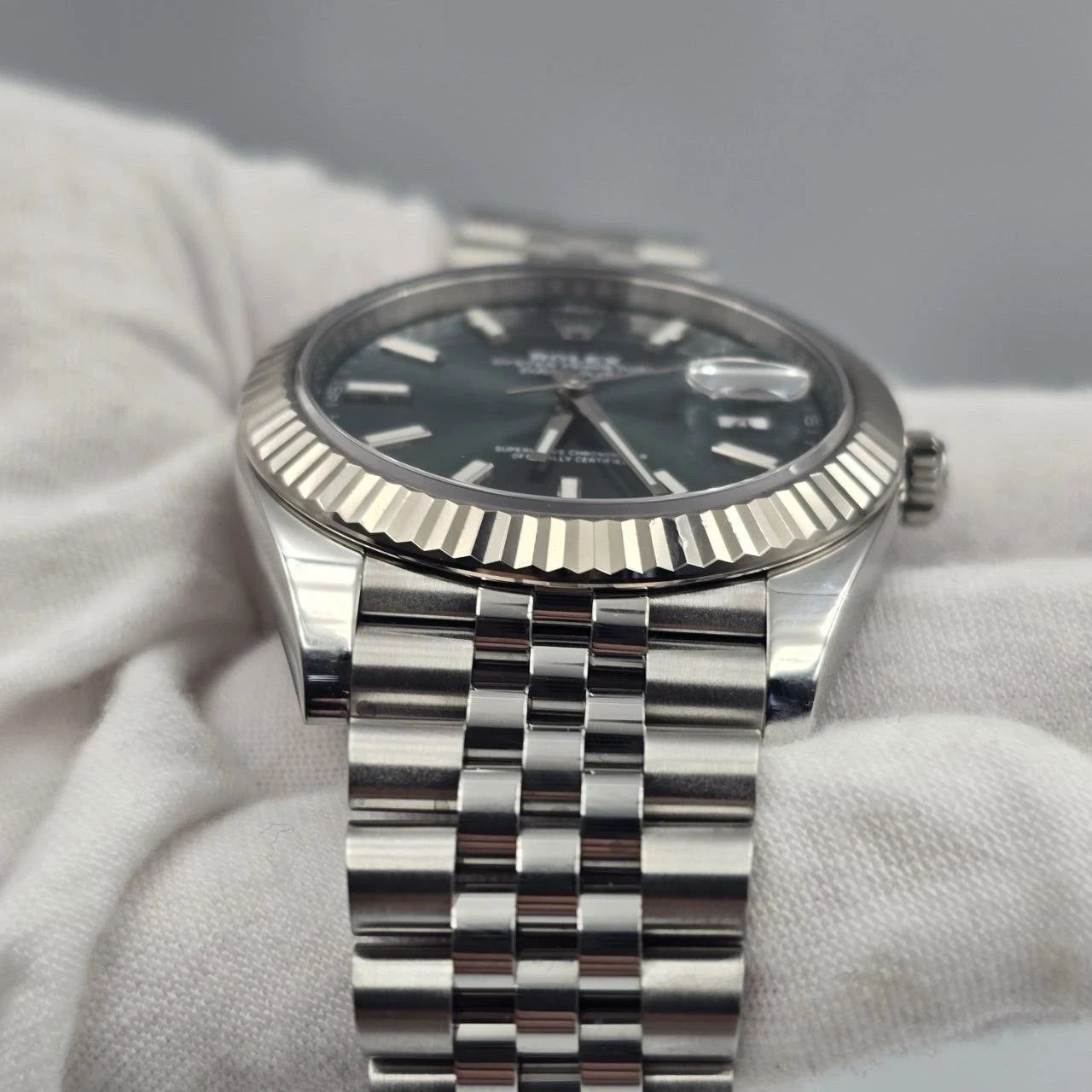 2023 PAPERS Rolex Datejust 41mm Steel Jubilee Mint Green Stick Dial 126334 BOX
