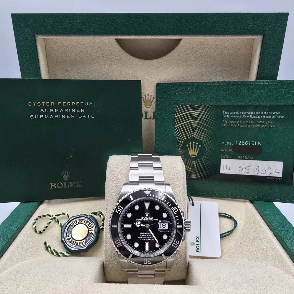 PAPERS 2024 Rolex Submariner Date 41mm Black Ceramic 126610LN Watch BOX