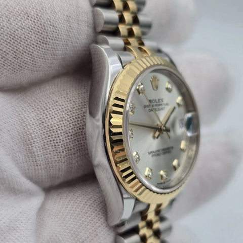 PAPERS 2023 Rolex Datejust 31mm Silver Diamond Dial Two Tone Jubilee 278273 BOX