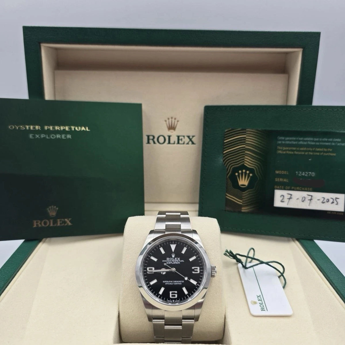 MINT 2025 PAPERS Rolex Explorer Black Dial Stainless Steel 36mm Watch 124270 BOX