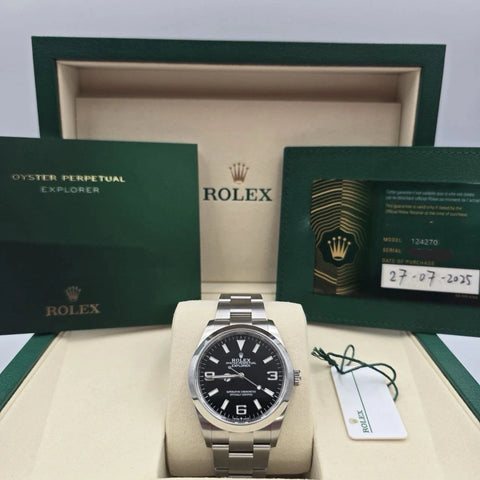 MINT 2025 PAPERS Rolex Explorer Black Dial Stainless Steel 36mm Watch 124270 BOX