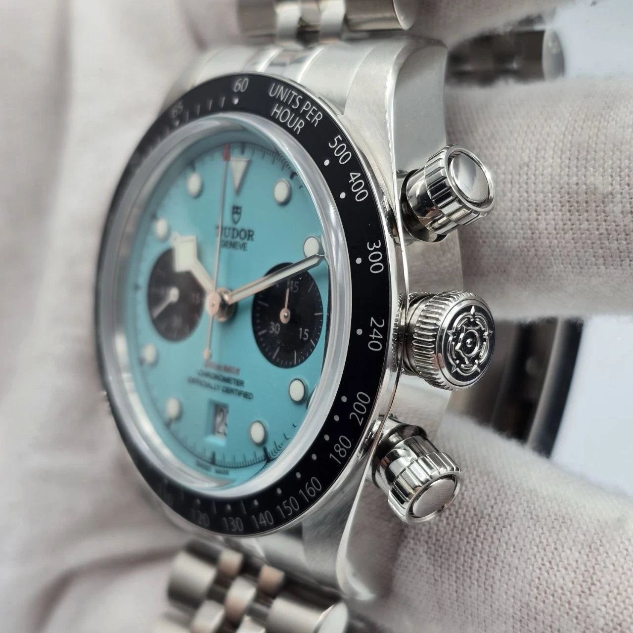 NEW 2025 Tudor Black Bay Chronograph Tiffany Flamingo Blue Turquoise M79360N