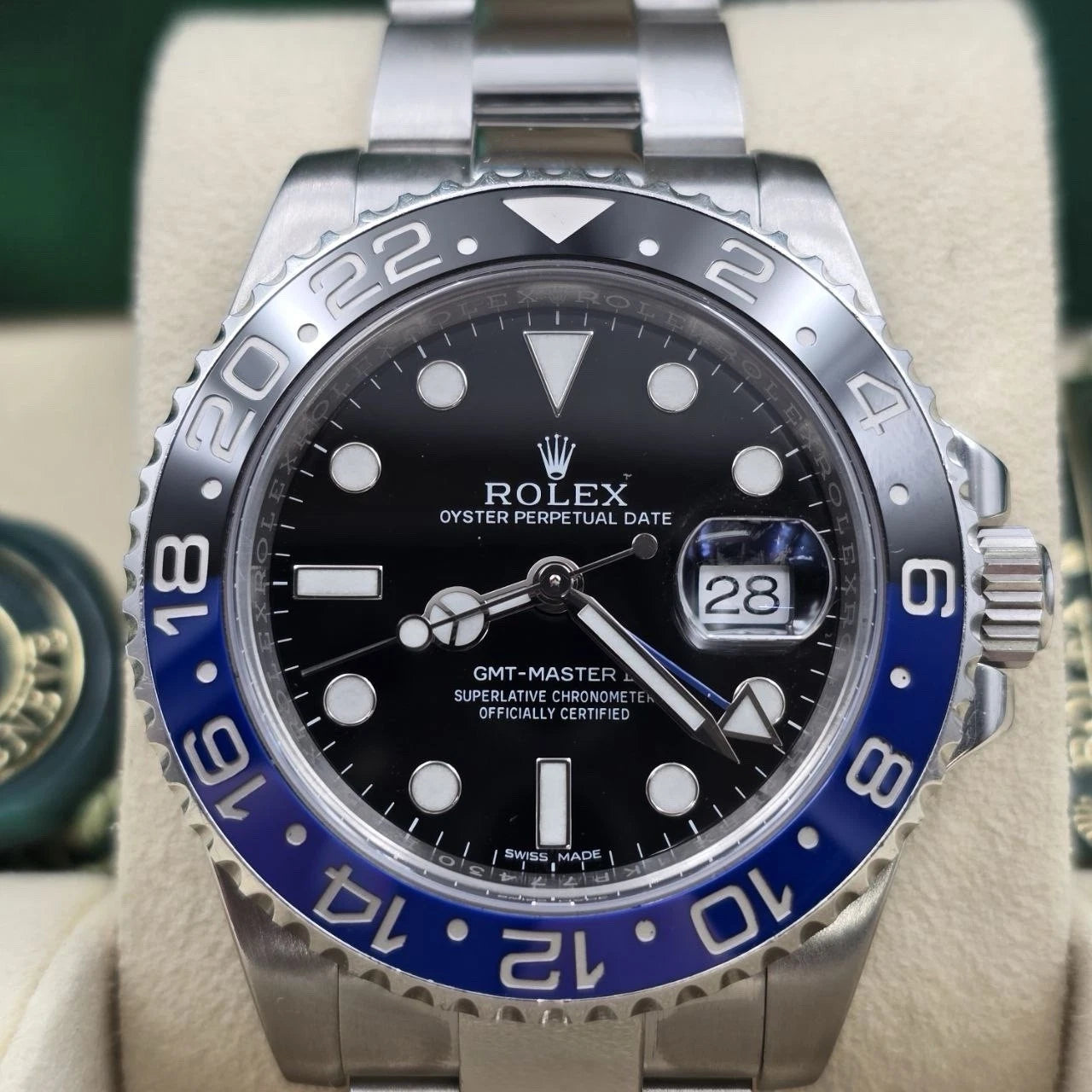 2014 PAPERS Rolex GMT Master II 116710BLNR Steel Ceramic Batman 40mm Watch BOX