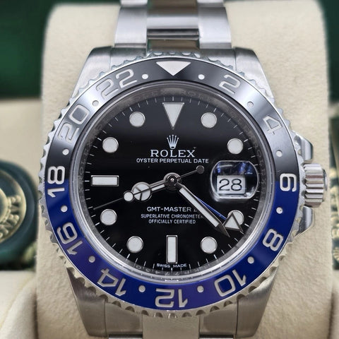 2014 PAPERS Rolex GMT Master II 116710BLNR Steel Ceramic Batman 40mm Watch BOX