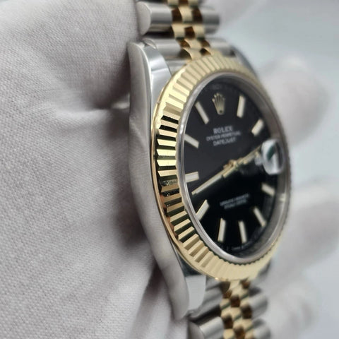 PAPERS 2025 Rolex Datejust 41mm 18K Two Tone Black Dial Jubilee 126333 BOX