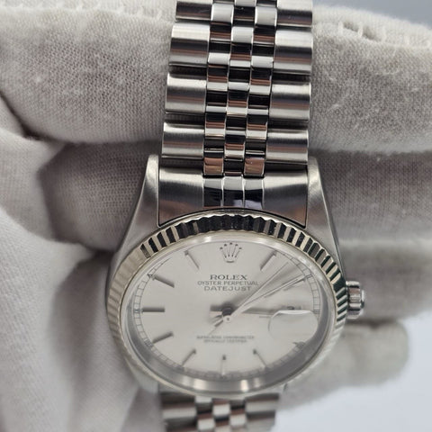 2000 Rolex Datejust Silver Dial Stainless Steel Jubilee 16234 36mm Watch