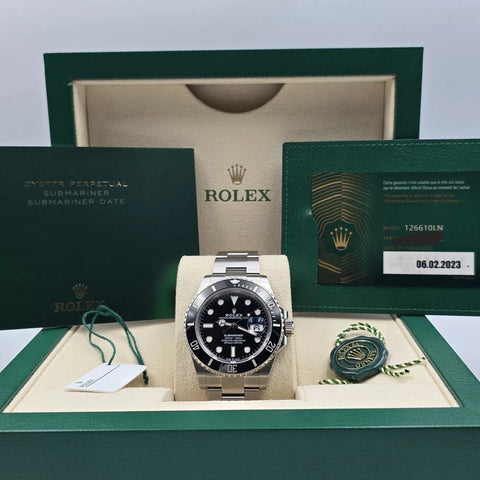 PAPERS MINT 2023 Rolex Submariner 41mm Black Ceramic 126610LN Watch BOX