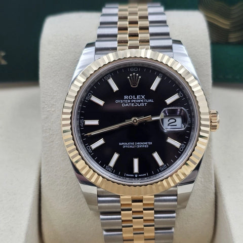 PAPERS 2025 Rolex Datejust 41mm 18K Two Tone Black Dial Jubilee 126333 BOX
