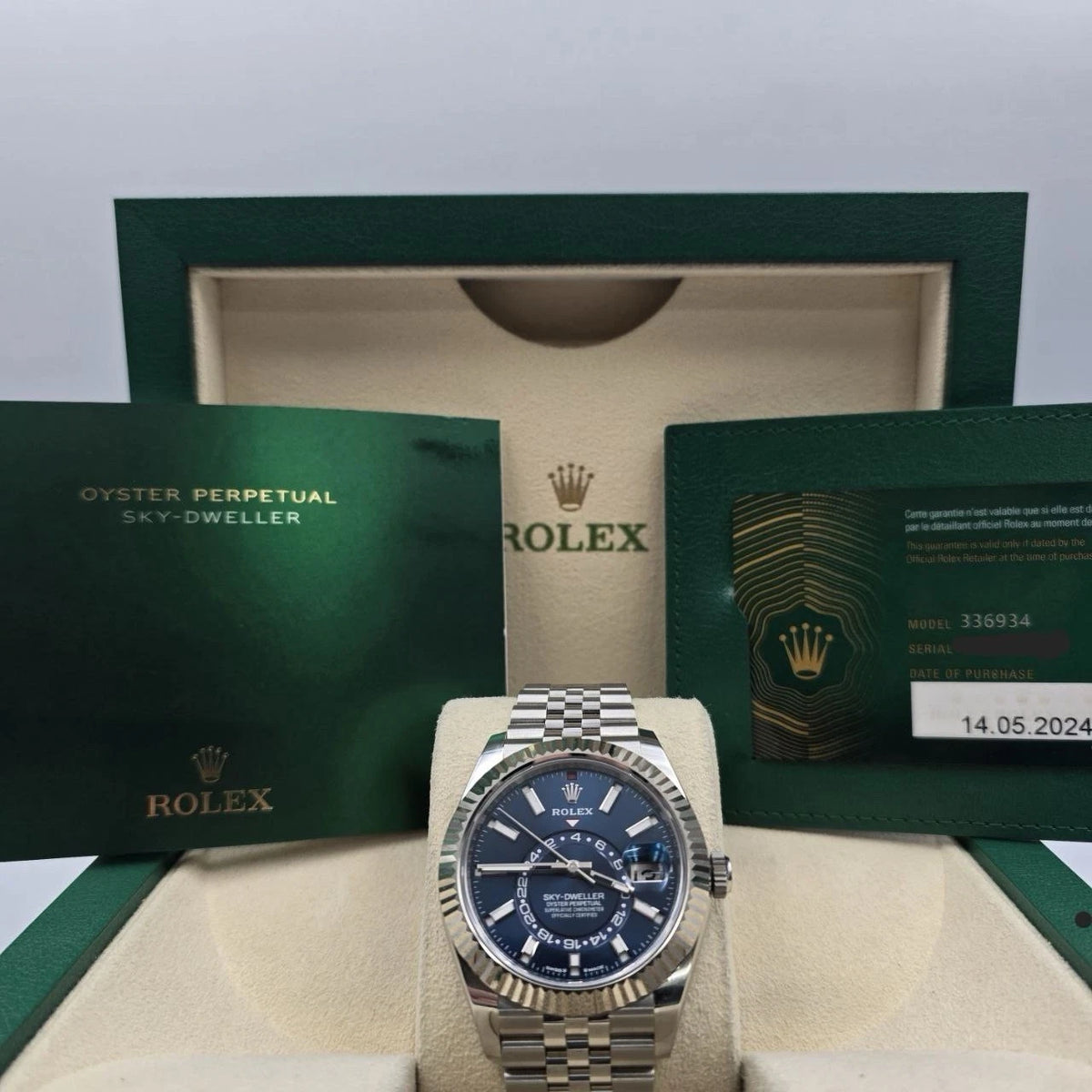 PAPERS 2024 Rolex Sky-Dweller 42mm Blue Dial Jubilee Bracelet 336934 BOX