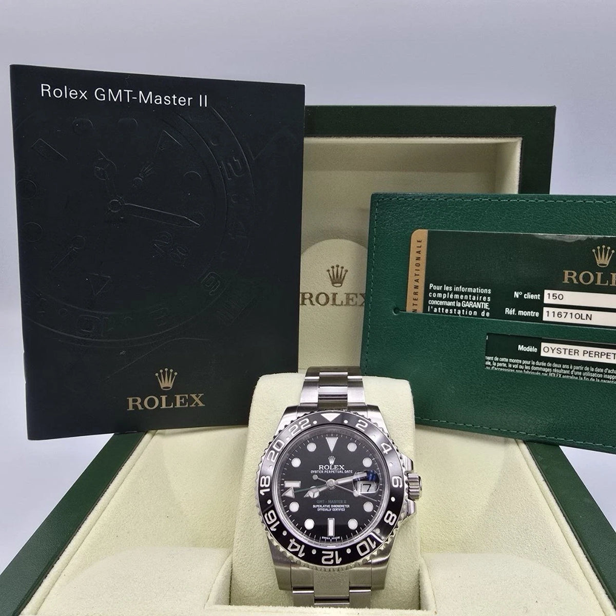PAPERS 2014 Rolex GMT Master II 116710LN Steel Ceramic Black 40mm Watch BOX