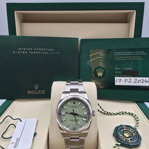 NEW 2026 Rolex Oyster Perpetual Pistachio 36mm Stainless Steel 126000