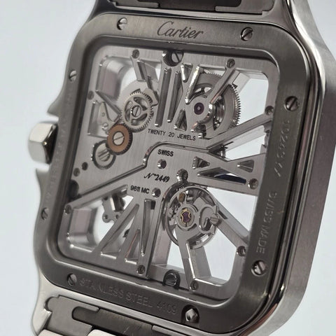 PAPERS 2018 Cartier Santos Skeleton Dial Stainless Steel 40mm WHSA0007 BOX