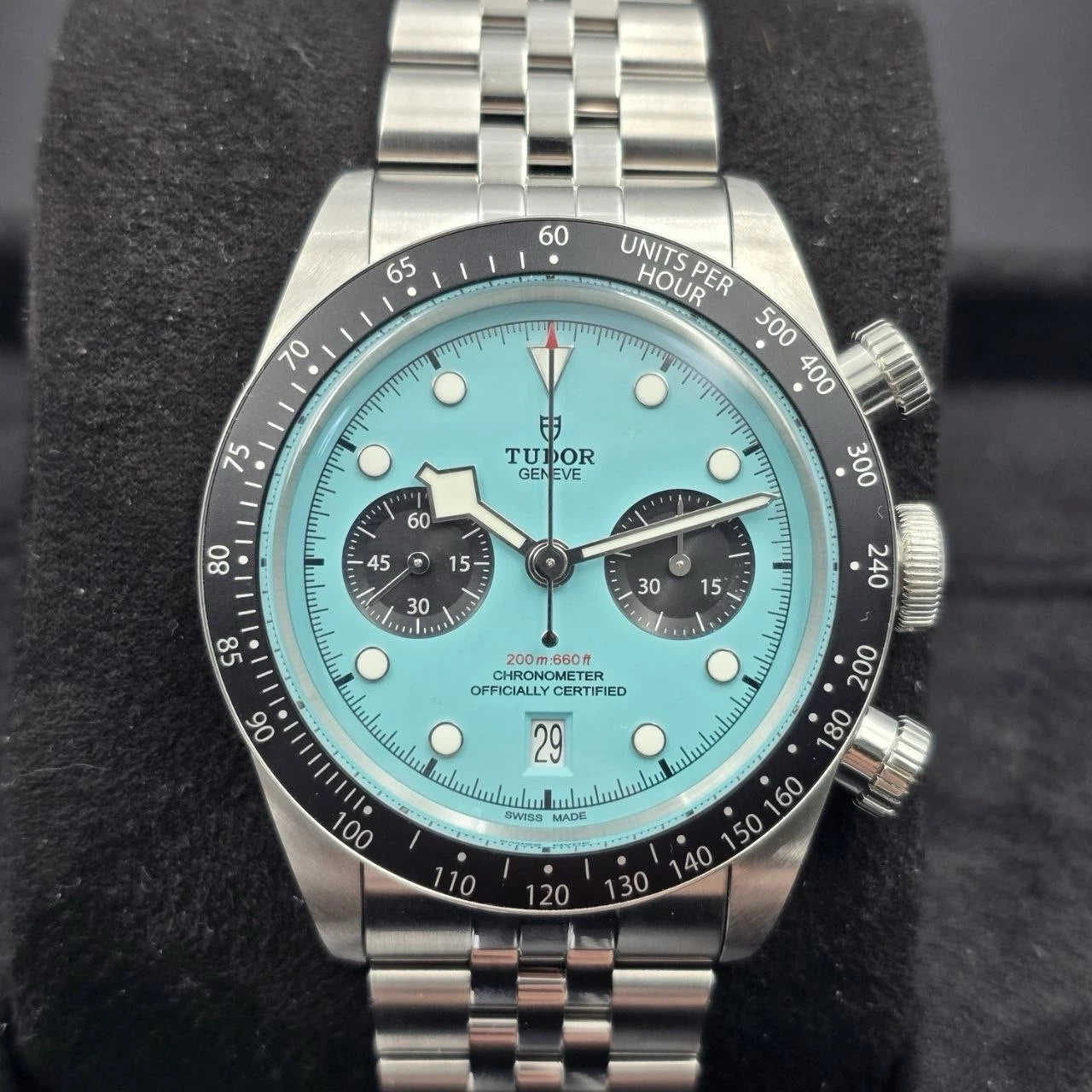 NEW 2025 Tudor Black Bay Chronograph Tiffany Flamingo Blue Turquoise M79360N