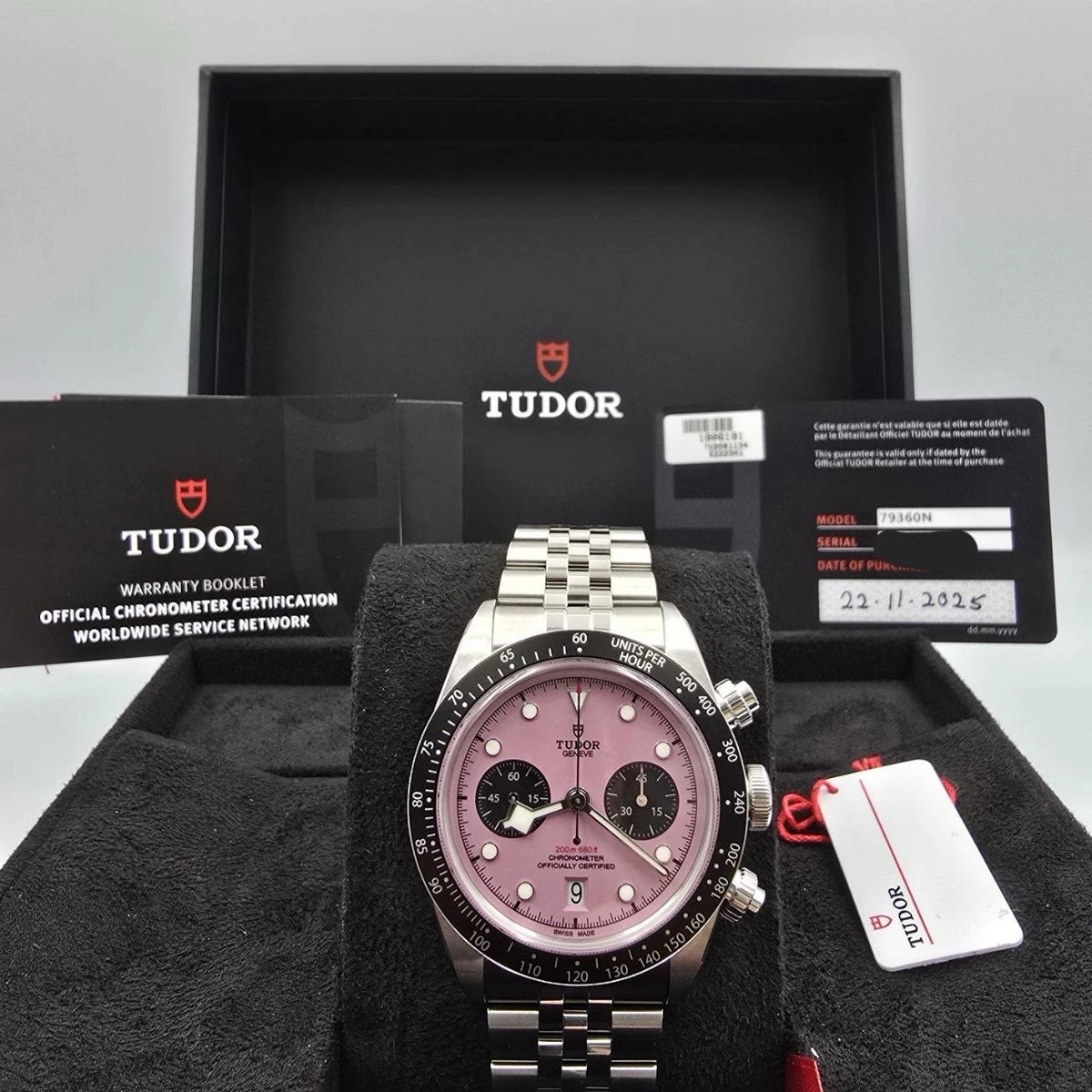2025 NEW Tudor Black Bay Chronograph 41mm Stainless Steel Pink Dial M79360N