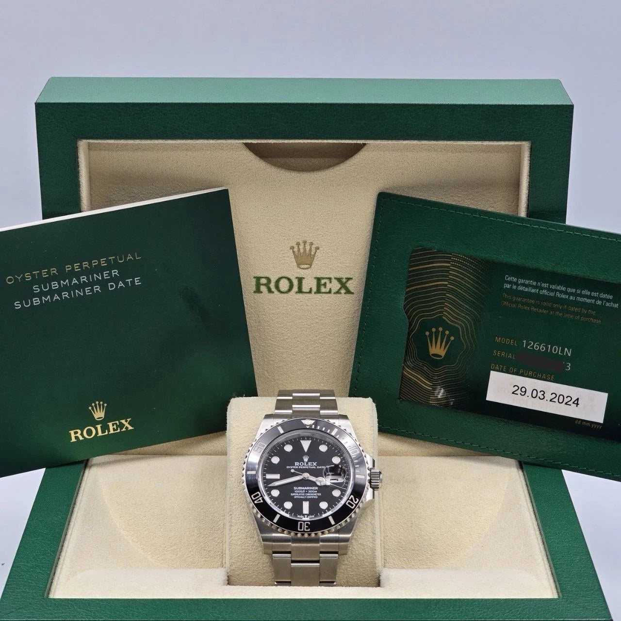 PAPERS 2024 Rolex Submariner Date 41mm Black Ceramic 126610LN Watch BOX