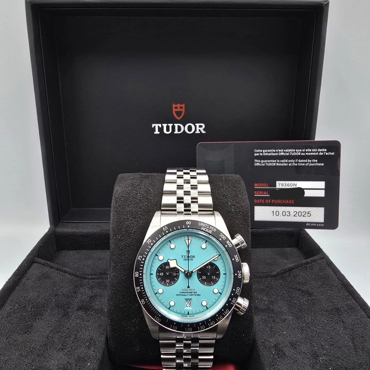 NEW 2025 Tudor Black Bay Chronograph Tiffany Flamingo Blue Turquoise M79360N