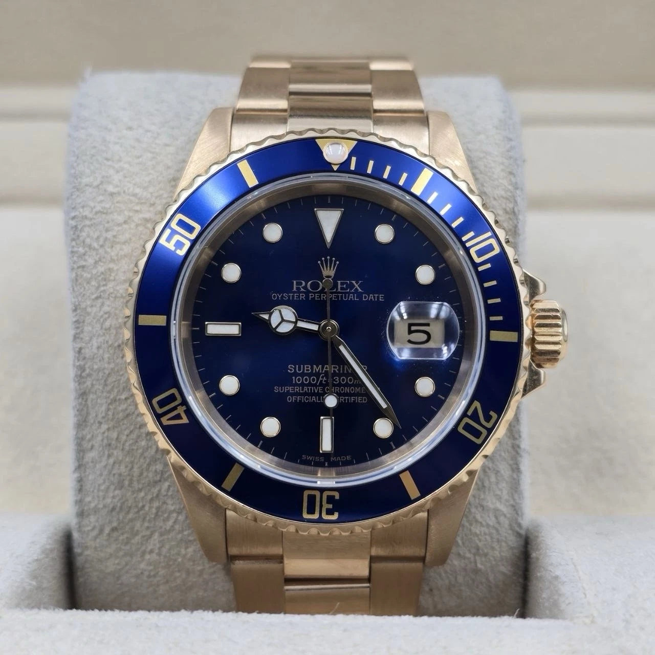 Rolex Submariner Date 16618 Yellow Gold Blue Dial