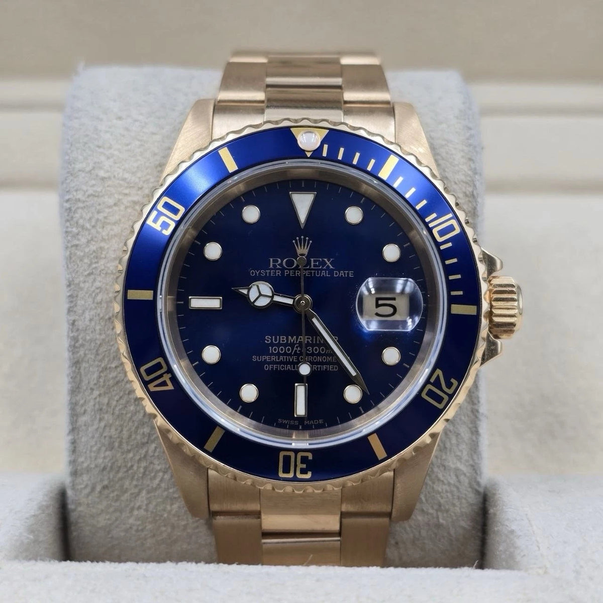 Rolex Submariner Date 16618 Yellow Gold Blue Dial